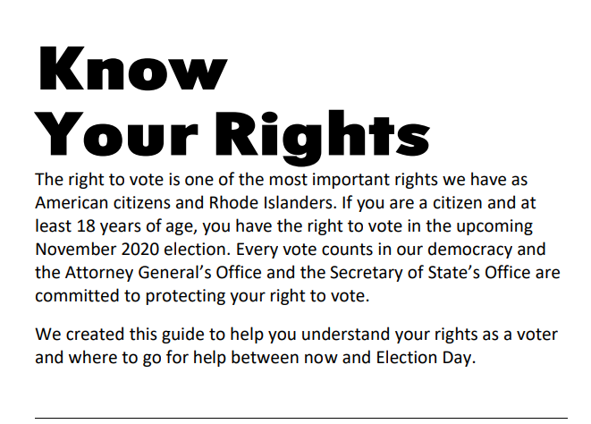  Attorney General and Secretary of State issue Know Your Rights guide for voters in advance of general election