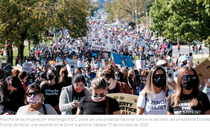  Marcha de las Mujeres en EE.UU. protesta nombramiento a la Corte Suprema