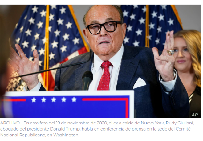  Abogado de Trump, Rudy Giuliani, da positivo por COVID
