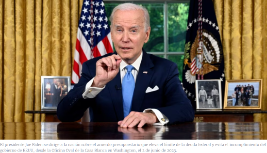  Biden destaca compromiso para evitar incumplimiento en discurso desde la Oficina Oval